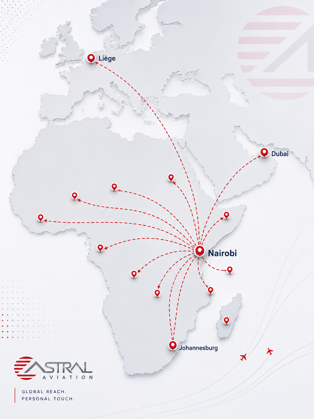 Astral Aviation route map